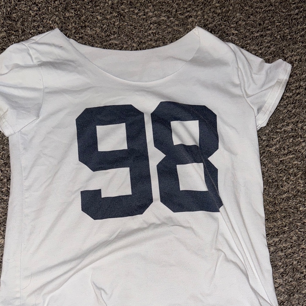 White T-Shirt with Navy Number 98
